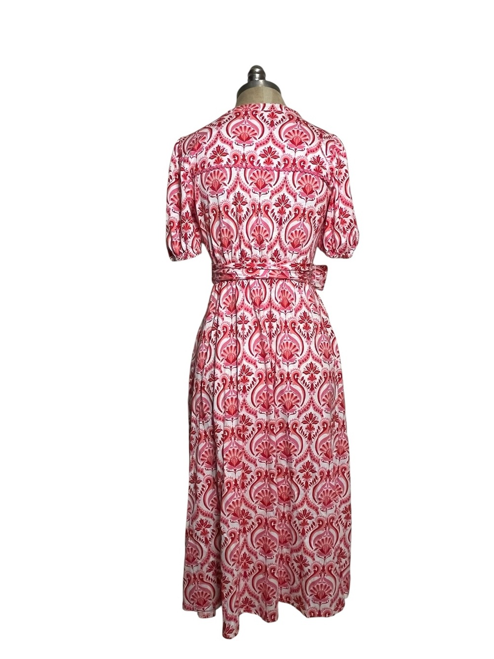 Boden Sofia Trim Jersey Midi Dress Pink Red Floral Botanical 6 Petite NWOT - Picture 5 of 14